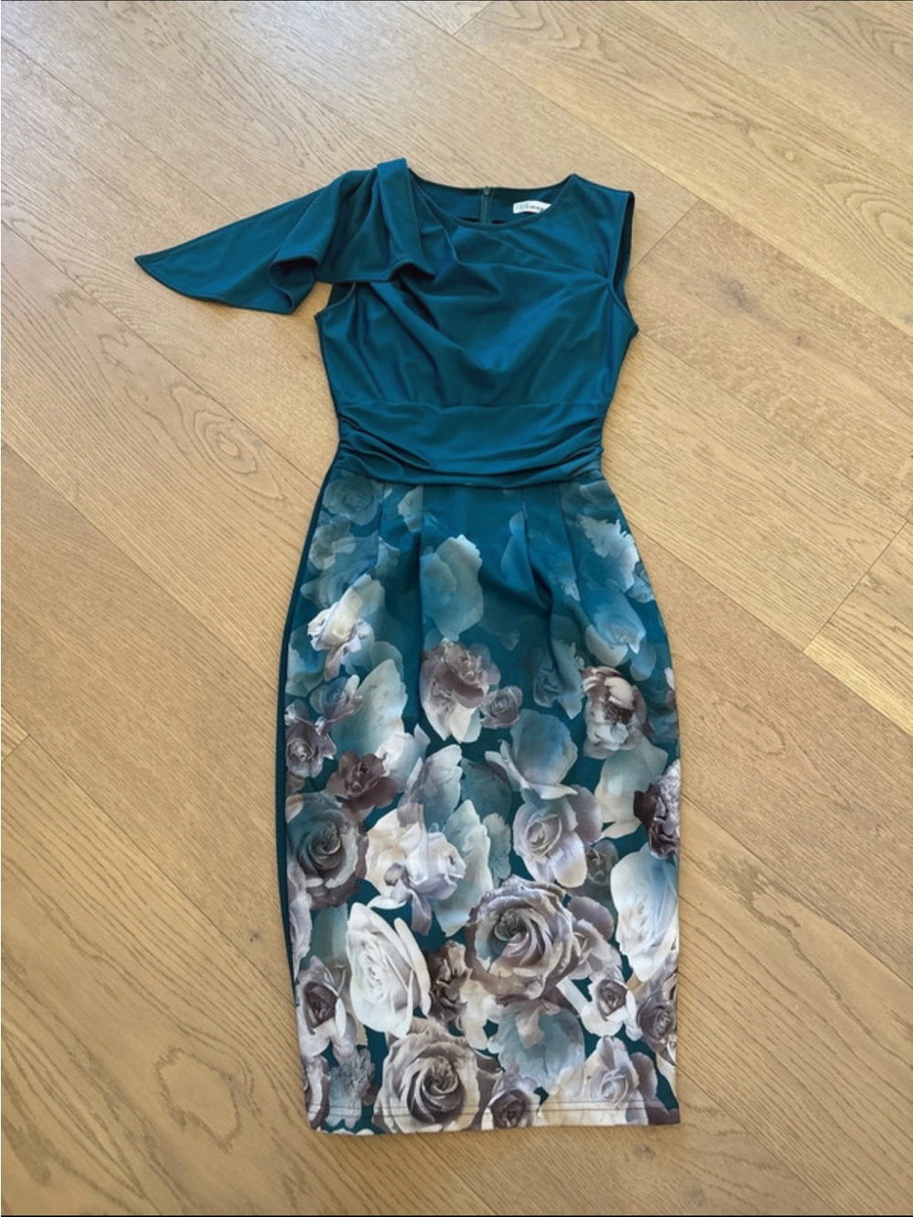 Teal Floral Midi Dress